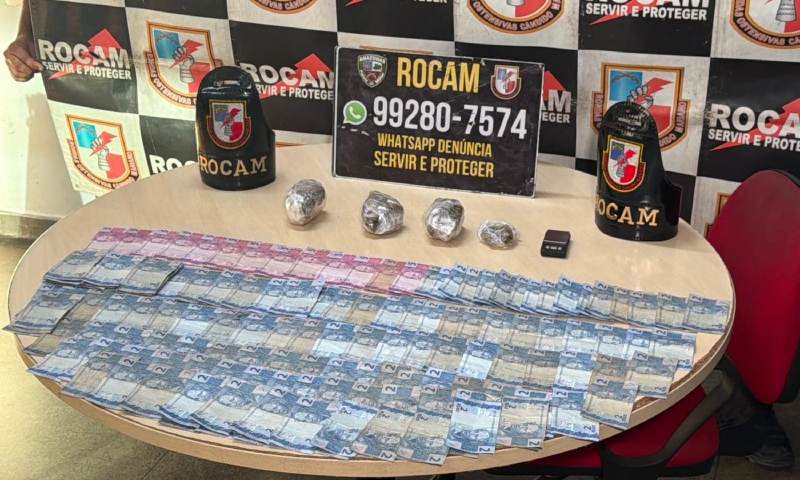 Rocam apreende drogas, balança e dinheiro após denúncia no bairro Dom Pedro