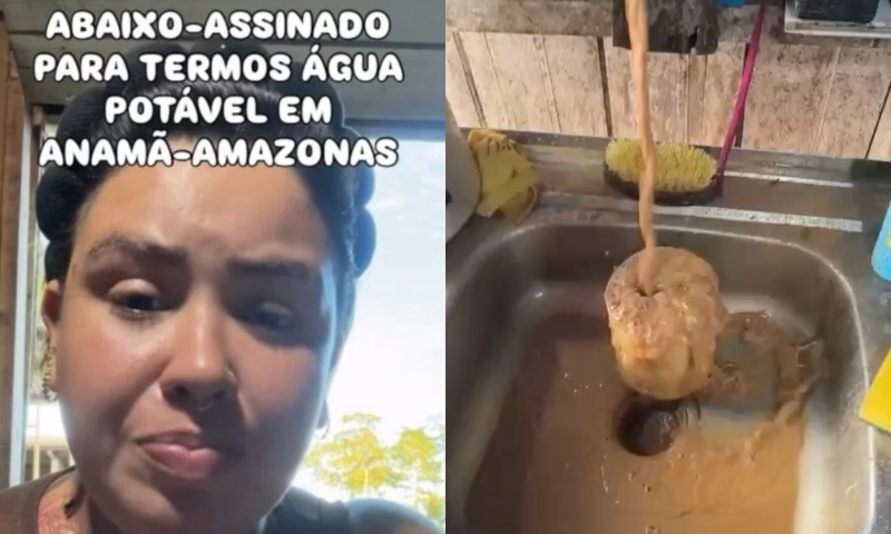 Moradores denunciam água com aspecto barrento e cobram solução para abastecimento em Anamã; veja vídeos