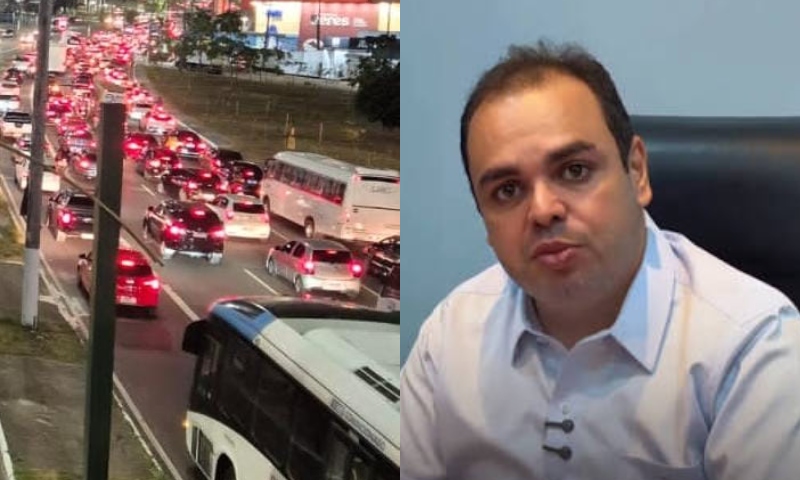 Convenção de Roberto Cidade causa transtorno na avenida Torquato Tapajós e IMMU é impedido pela PM de realizar fiscalização na via