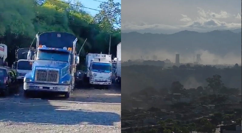 Assustador: caminhões balançam e cidade fica coberta por nuvem de poeira durante terremoto na Colômbia