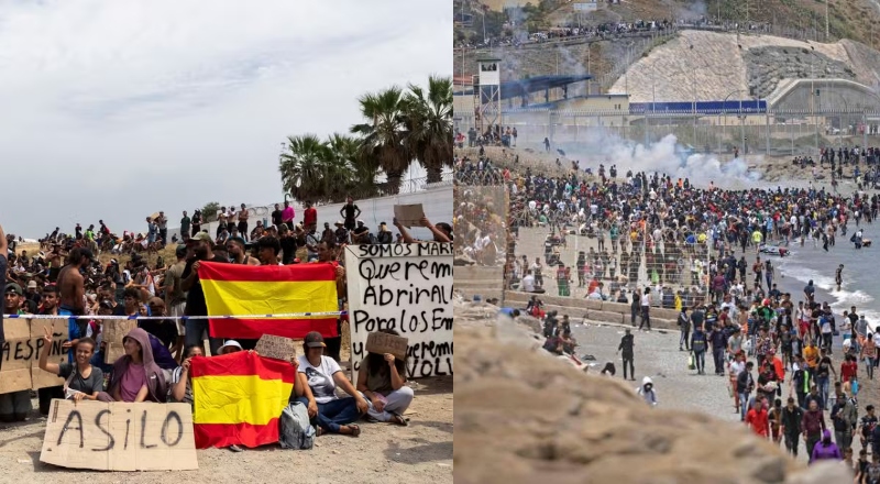 Após travessia em massa, imigrantes acampados em Ceuta exigem asilo da Espanha; veja vídeo