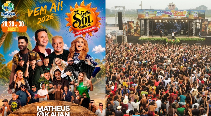 Festa do Sol: Joelma, Matheus & Kauan e Thiago Jhonathan agitam a edição de 2026 em Lábrea