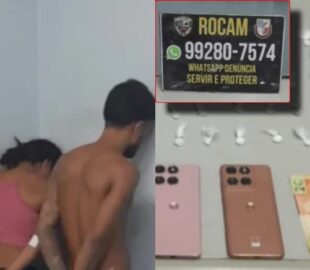 “Casal do tráfico” tenta fugir da Rocam e acaba preso com 119 porções de dr0gas