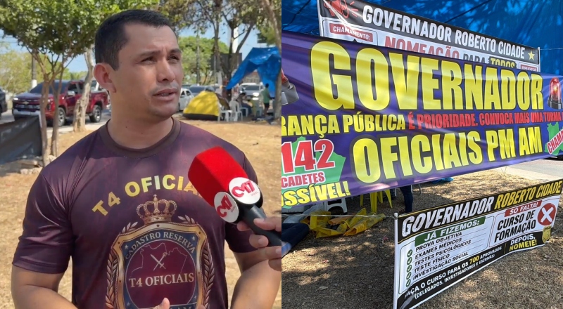 “É pegar a caneta e assinar”: concursados da Segurança acampam em frente ao Governo e cobram convocação de Roberto Cidade; vídeo