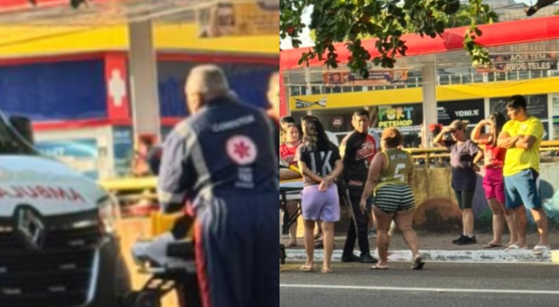 Acidente com moto, carro e pedestre deixa pessoa ferida na Avenida Brasil, em Manaus nesta quarta-feira