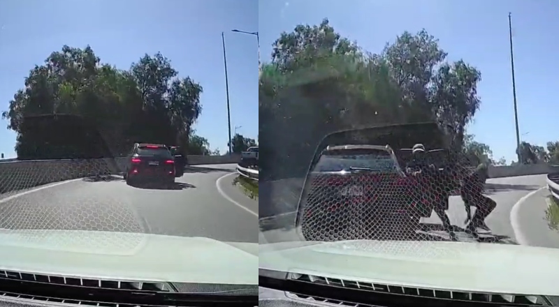 “Strike!”: mulher passa por cima de bandidos que queriam assaltá-la em viaduto; veja vídeo