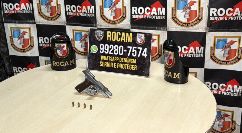 ROCAM apreende pistola durante ação contra suspeitos de tráfico no Japiim; veja vídeo