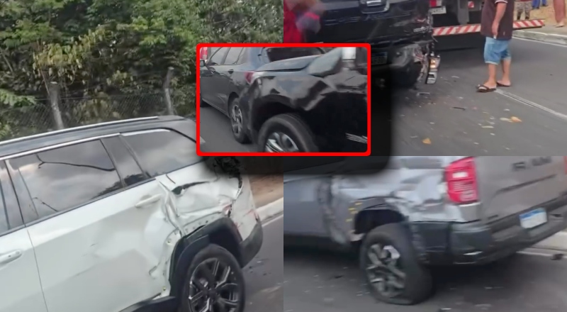 Urgente: Acidente deixa veículos danificados e espalha destroços na Torquato Tapajós nesta quarta-feira; veja vídeo