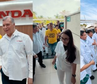 Com camisa '100% Zona Franca', Flávio Bolsonaro defende desenvolvimento do modelo industrial de Manaus durante visita à fábrica da Honda; vídeo