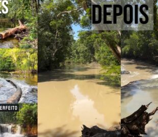 Proprietário chora ao ver crime ambiental na Cachoeira Natal, em Presidente Figueiredo: "quem fez uma coisa dessas não tem amor por nada, nem merece viver"