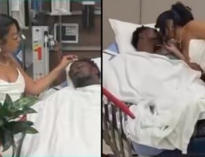 Noivo sofre grave acidente a caminho do altar e se casa acamado em hospital na Flórida; veja vídeo