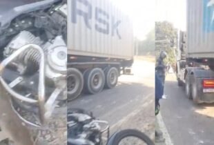 Urgente: motociclista morre após ter cabeça esmagada por carreta no Distrito Industrial