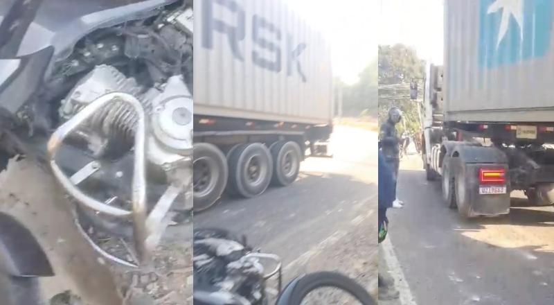 Urgente: motociclista morre após ter cabeça esmagada por carreta no Distrito Industrial