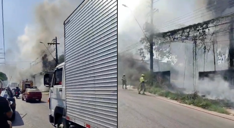 Muita fumaça: incêndio é registrado no bairro Cidade Nova; veja vídeo