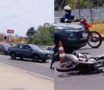 Urgente: piloto de moto e garupa sofrem acidente gravíssimo na avenida das Torres; veja vídeo