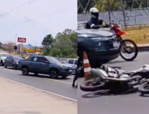 Urgente: piloto de moto e garupa sofrem acidente gravíssimo na avenida das Torres; veja vídeo