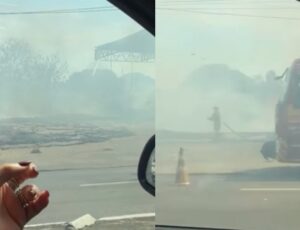 Incêndio atinge posto de combustíveis abandonado na Avenida Efigênio Salles, em Manaus; veja vídeo