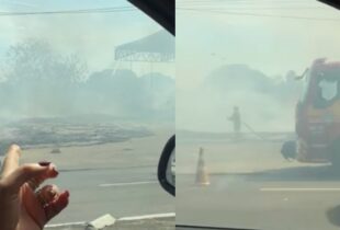 Incêndio atinge posto de combustíveis abandonado na Avenida Efigênio Salles, em Manaus; veja vídeo