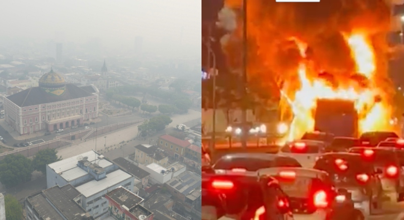 Manaus amanhece cinza após dia de incêndios e qualidade do ar piora nesta quarta-feira; veja vídeos
