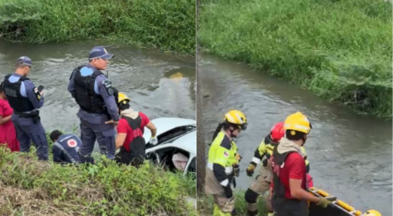 Motorista de app é socorrido e levado para hospital após cair com carro dentro de igarapé em Manaus; veja vídeo