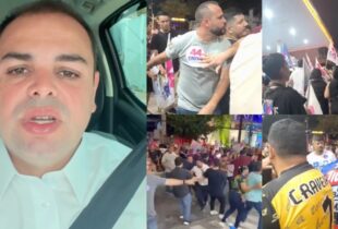 Após porradal envolvendo cabos eleitorais de Roberto Cidade na A Crítica, candidato diz para apoiadores ficarem em casa durante debate da Rede Amazônica; veja vídeo