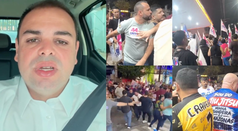 Após porradal envolvendo cabos eleitorais de Roberto Cidade na A Crítica, candidato diz para apoiadores ficarem em casa durante debate da Rede Amazônica; veja vídeo