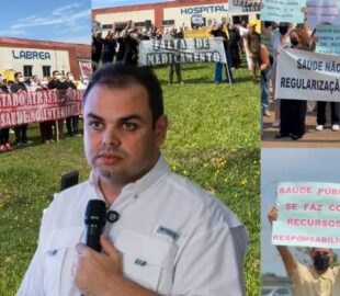 Profissionais da saúde protestam contra Roberto Cidade por atrasos no FTI para hospitais do interior do AM; veja vídeo