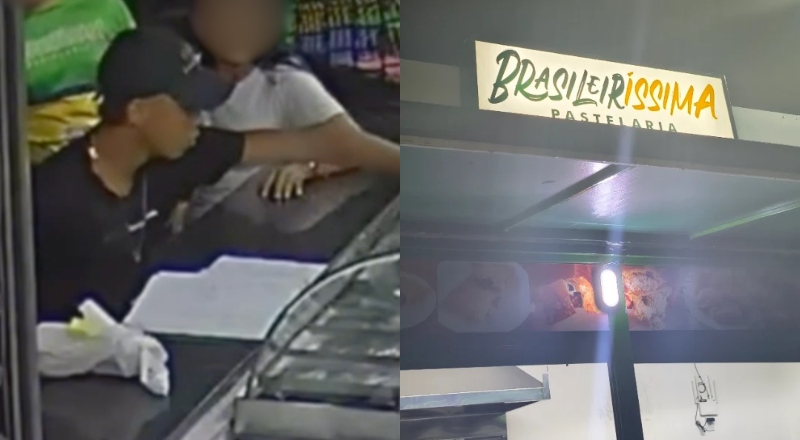 Vulgo ‘Amostradinho’ e colega do crime assaltam a Pastelaria Brasileiríssima em Manaus; veja vídeo