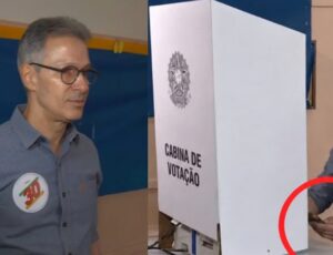 Flagrante nas urnas: Romeu Zema é visto com celular na cabine de votação, prática proibida pelo TSE