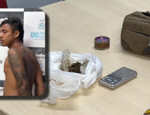 Casa caiu: suspeito é preso com maconha, oxi e balança de precisão em Manaus; veja vídeo
