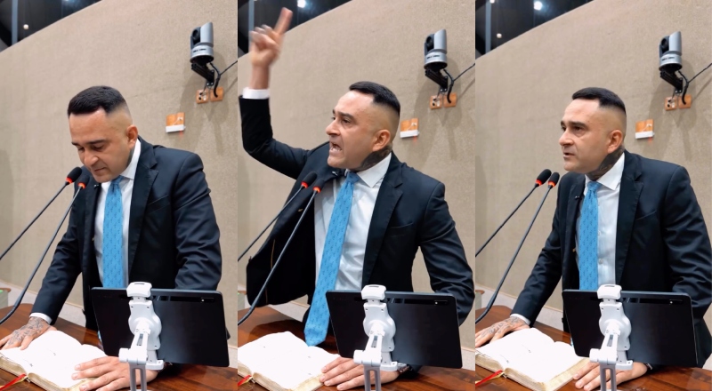 Sargento Salazar exalta o nome de Deus e lê os Salmos da Bíblia na tribuna: “Deus é amor e também é Justiça!”; vídeo