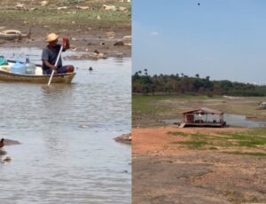 Rio Negro chega a 18,05 metros e seca avança no Cacau Pirêra; veja vídeo