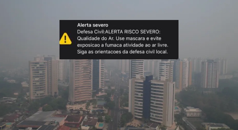 Manaus está sufocada nesta sexta-feira e Defesa Civil emite alerta severo para qualidade do ar