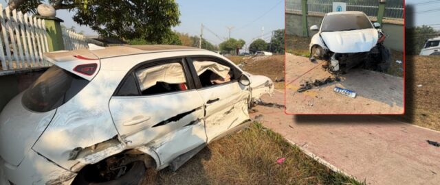Grave acidente deixa casal ferido e carro destroçado na avenida Coronel Teixeira; veja vídeo