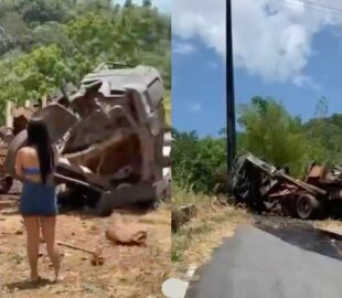 Imagem fortíssimas: Caminhão desgovernado perde controle e deixa duas pessoas m0rtas; veja vídeo