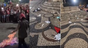 “Só lixo e imundície”: morador filma caos deixado no Largo São Sebastião após manifestação pró-Lula; veja vídeo
