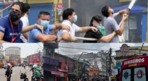 Humanidade! População se une aos bombeiros no combate a incêndio no Centro de Manaus; veja vídeo