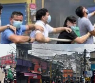 Humanidade! População se une aos bombeiros no combate a incêndio no Centro de Manaus; veja vídeo