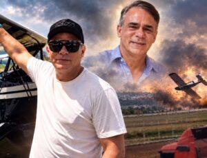 Montagem de Victor Simões com imagem ilustrativa de acidente de avião