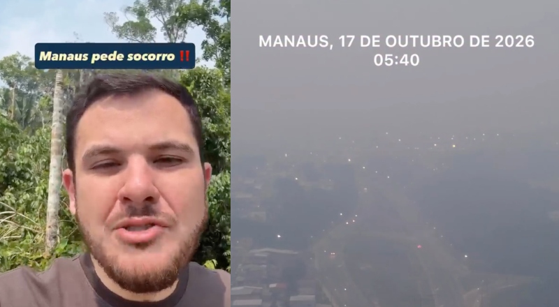 Prefeito Renato Junior clama por ajuda após fumaças de incêndios no interior cobrirem Manaus; veja vídeo
