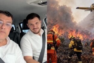 Eduardo Braga e Renato Junior anunciam reforço das Forças Armadas com 16 aeronaves para combater queimadas no Amazonas; veja vídeo