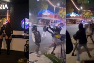Soco tracado, chinelo voando e tiroteio: homens apaixonados disputam coração das 'damas da noite' em frente de boate; veja vídeo