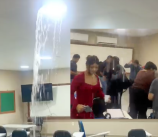 Revoltante: água invade a ESBAM Centro após temporal e estudantes ficam revoltados com prejuízos; veja vídeo