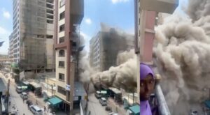 Assustador: mulher filma momento em que prédio desaba e mata pessoas no Quênia; veja vídeo