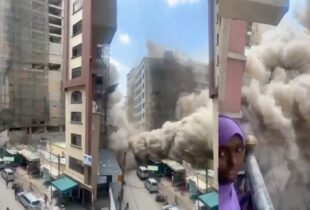 Assustador: mulher filma momento em que prédio desaba e mata pessoas no Quênia; veja vídeo