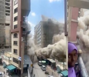 Assustador: mulher filma momento em que prédio desaba e mata pessoas no Quênia; veja vídeo